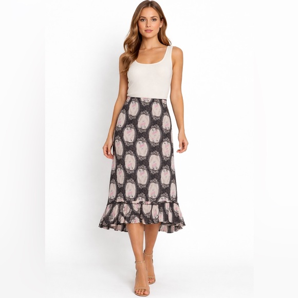 vintage Dresses & Skirts - Vintage silk midi skirt size 6 cameo Victorian cottagecore Y2K prairie regency